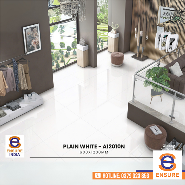 Gạch Glossy Plain White (A12010) 600x1200 mm	